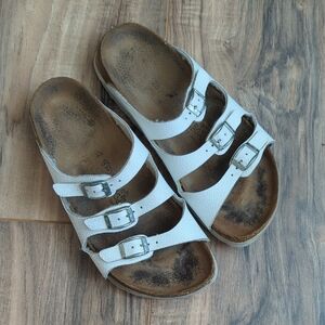 Birki's Women's White Triple Strap Sandals Size 9